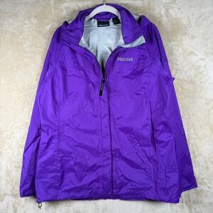 Marmot Womens XL Purple Ripstop Hooded Rain Jacket Full Zip Shell X55200-1-MXP3